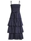 Tory Burch Women's Ruffle Tiered Dotted Dress In Classic Dot