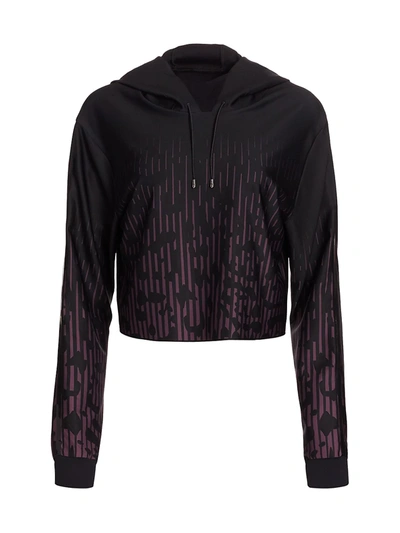 Ultracor Jaguar Lynx Cropped Hoodie In Berry Patent Nero