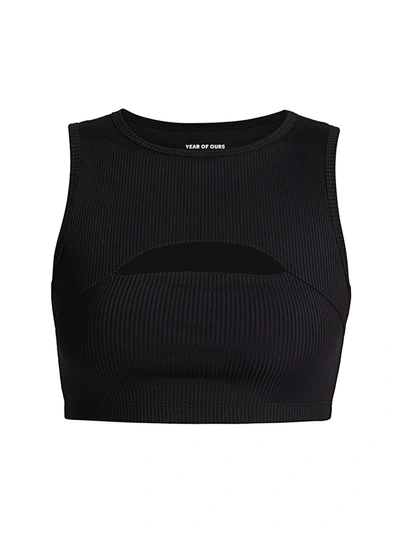 Years Of Ours Ribbed Cutout Sports Bra In Black