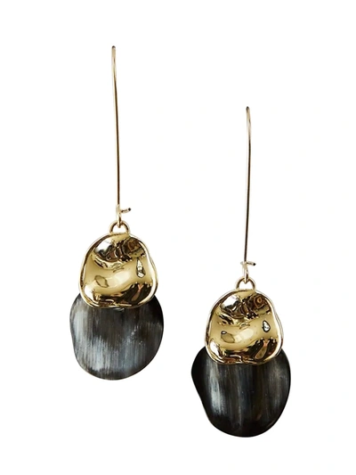 Akola Women's Camilla Hammered Metal & Black Horn Drop Earrings In Gold