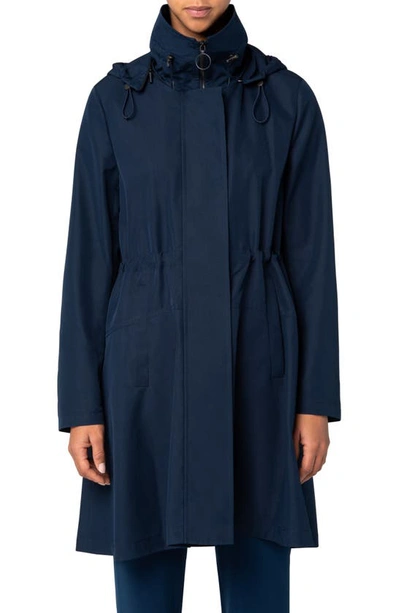 Akris Punto Drawcord Hooded Taffeta Parka Rain Jacket In Dark Blue
