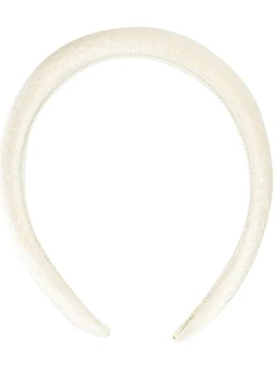 Jennifer Behr Tori Hammered Silk Headband In Cream