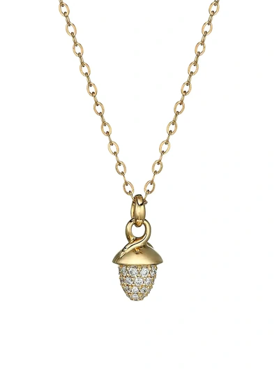 Tamara Comolli Mikado 18k Yellow Gold & Diamond Pavé Acorn Pendant Necklace