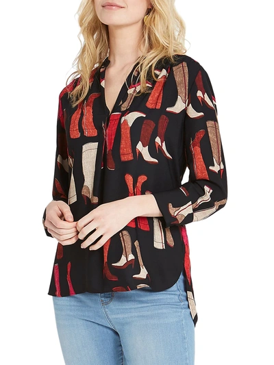 Nic + Zoe These Boots Print Top In Black Multi