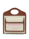 Burberry Pocket Canvas Logo Top Handle Tote Bag In Natural