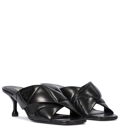 Prada Quilted Leather Mules In Black