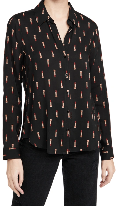 L Agence L'agence Holly Lipstick Print Blouse In Black