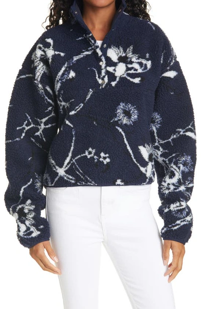 Rag & Bone Floral High Pile Fleece Pullover In Navy Multi | 
