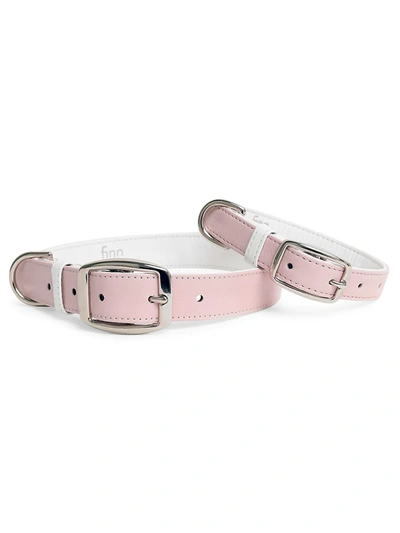 Finn And Me Leather Dog Collar In Peony Pink