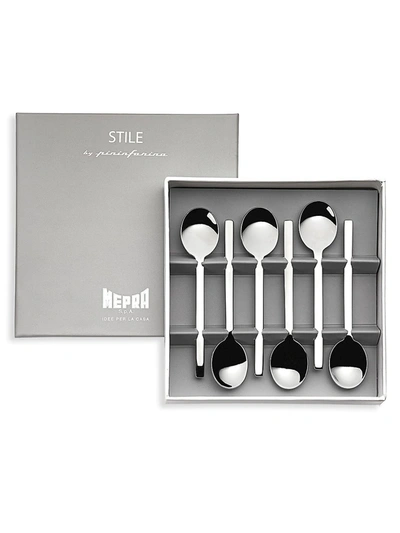 Mepra Gift Box Moka Spoons Stile Flatware Set, Set Of 6 In Silver-tone
