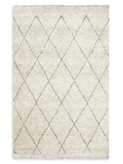Solo Rugs Shaggy Moroccan Bohemian Hand-knotted Wool-blend Area Rug In Linen