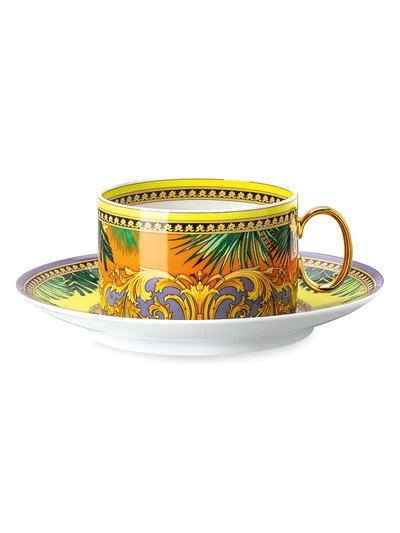 Versace Animalier 2-piece Porcelain Tea Cup & Saucer Set In Multi