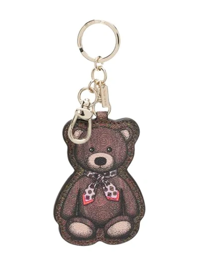 Etro Twister Toys Teddy Bear Keychain Charm In Brown,red