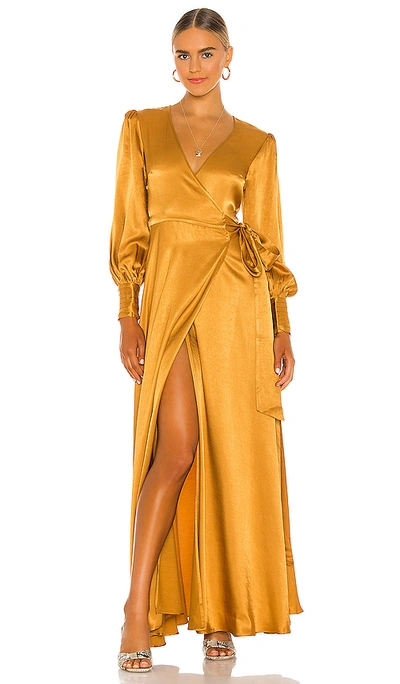 House Of Harlow 1960 X Revolve Maxi Wrap Dress In Gold