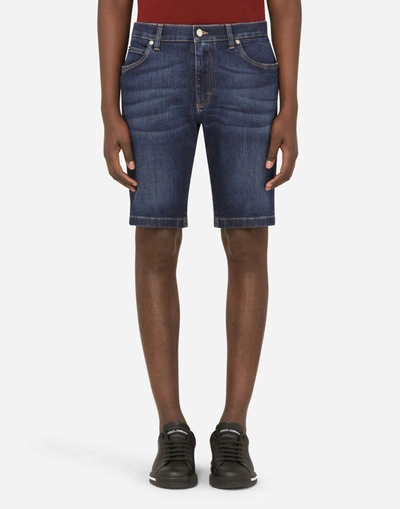 Dolce & Gabbana Washed Blue Stretch Denim Shorts