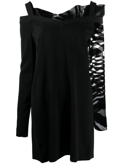Just Cavalli Asymmetric Mini Dress In Black