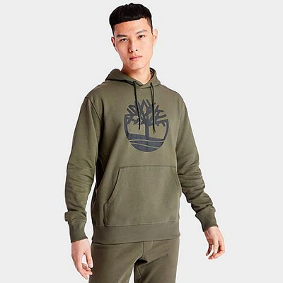 Timberland Men's Tree Logo Pullover Hoodie In Olive Green/black
