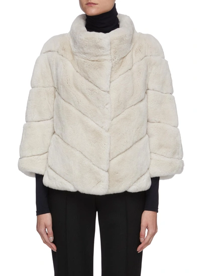 Yves Salomon Leather Rex Rabbit Fur Jacket In Neutral | ModeSens