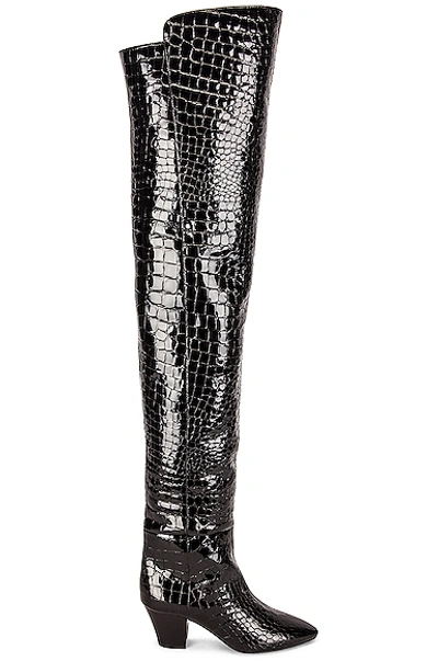 Saint Laurent Sun Over The Knee Boots In Nero