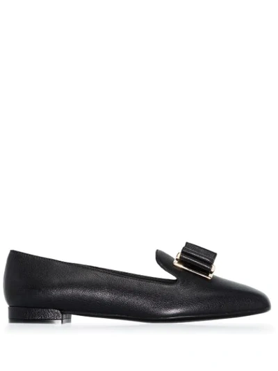 Ferragamo Black Zaneta Leather Moccasins