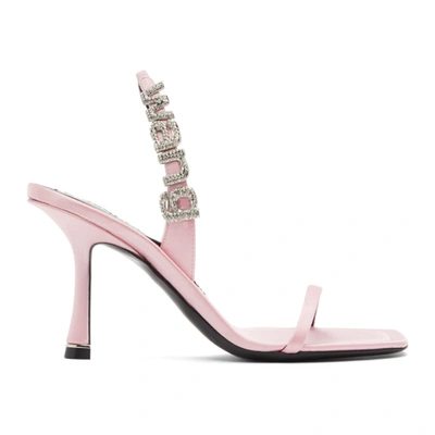 Alexander Wang 85mm Ivy Embellished Satin Sandals In Prism Pink