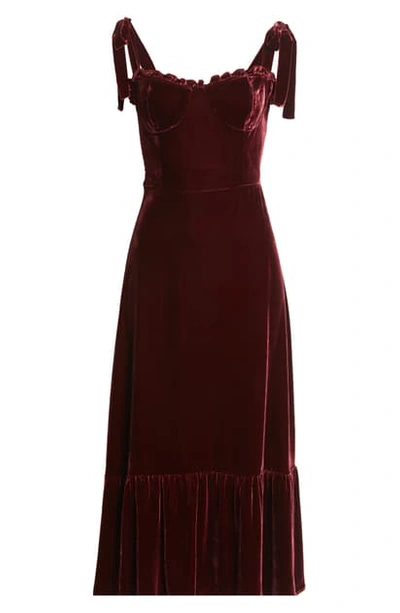 Reformation Antoinette Tie Strap Velvet Midi Dress In Plum | ModeSens