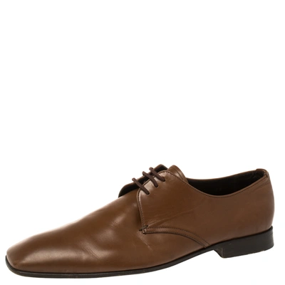 Pre-owned Prada Brown Leather Lace Up Oxfords Size 41.5