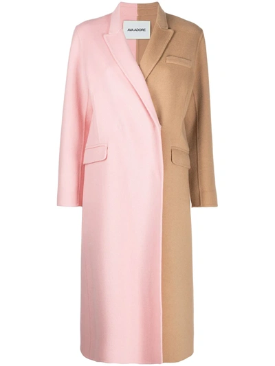 Ava Adore Double-breasted Two-tone Coat In Neutrals