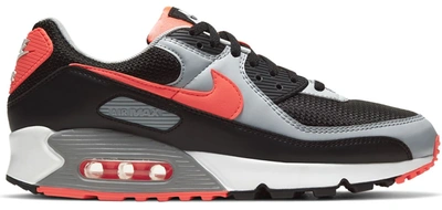 Pre-owned Nike  Air Max 90 Black Radiant Red Wolf Grey In Black/radiant Red-white-wolf Grey