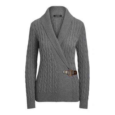 Ralph Lauren Buckled Cotton Sweater In Lexington Grey Heather