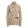 Ralph Lauren Buckled Cotton Sweater In Lt Truffle Heather