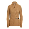 Ralph Lauren Buckled Cotton Sweater In Classic Camel