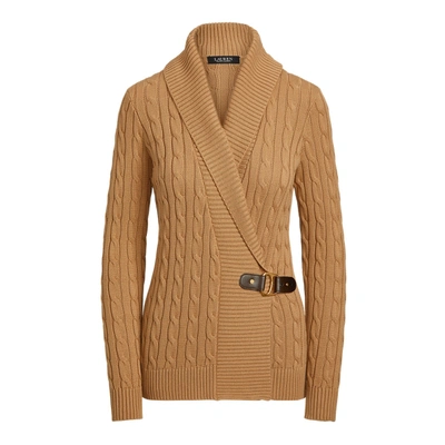 Ralph Lauren Buckled Cotton Sweater In Classic Camel