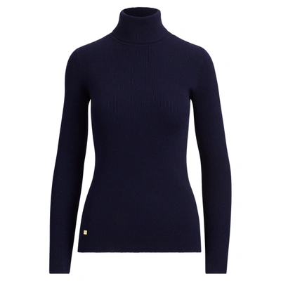 Ralph Lauren Ribbed Turtleneck Sweater In Navy