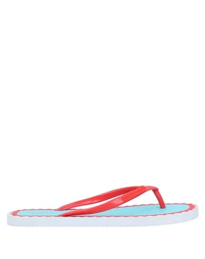 Emporio Armani Toe Strap Sandals In Red