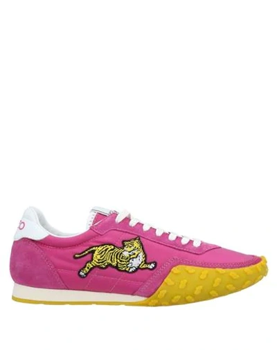 Kenzo Move Appliquéd Shell And Suede Sneakers In Fuchsia