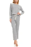 Flora Nikrooz Charlie Hacci Lace Trim Long Pajama Set In Heather Grey