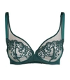 Simone Perele Saga Sheer Plunge Underwire Bra In Dark Green