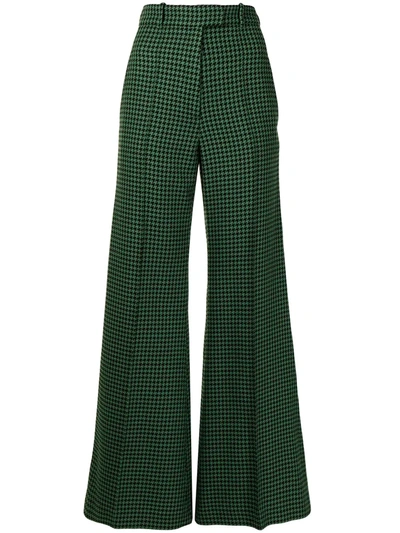 Racil Lincoln Houndstooth Flared-leg Trousers In Green