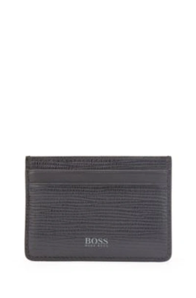 Hugo Boss - Monogram Print Card Holder With Embossed Leather Trims - Black