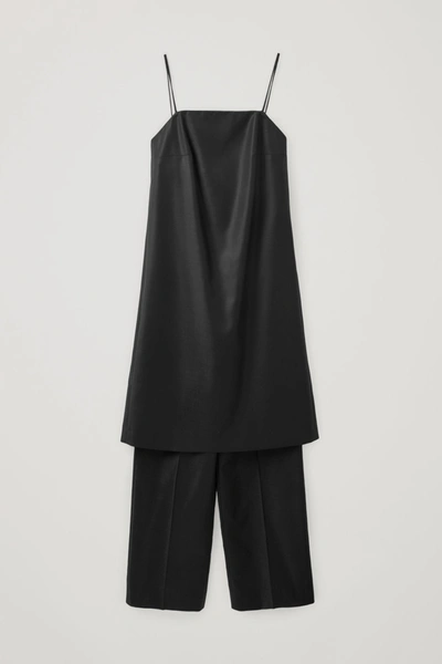 Cos Layered Wool Jumpsuit In Black