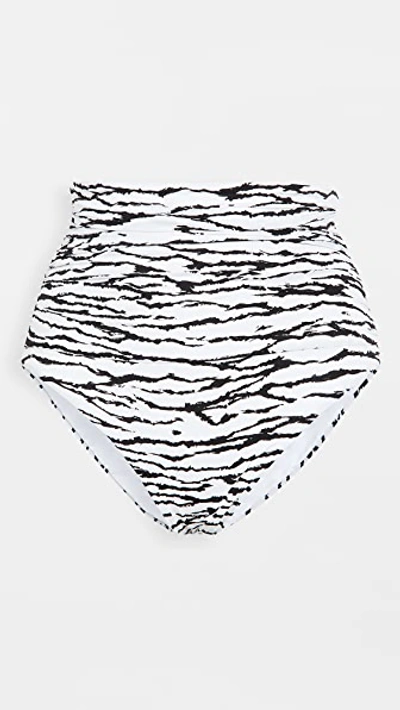 Melissa Odabash Tiger Print High-rise Lyon Bikini Bottoms In White