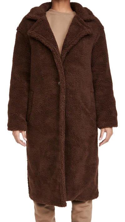Bb Dakota X Steve Madden Notch-lapel Teddy Coat In Dark Chocolate