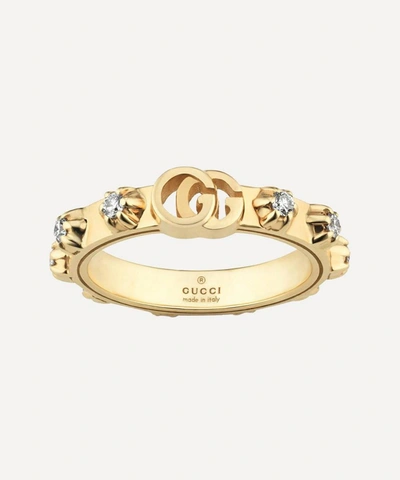 Gucci Gold Gg Running Diamond Ring