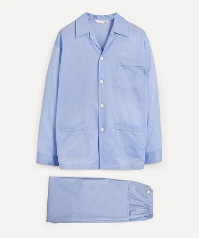 Derek Rose Amalfi Classic Fit Cotton Pyjama Set In Blue