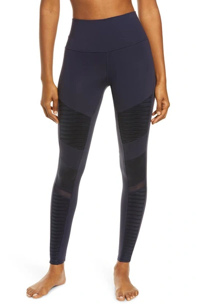 Alo Yoga High Waisted Moto Legging In Anthracite Glossy
