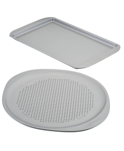 Farberware Nonstick Bakeware Perforated Pizza Pan And Baking Sheet Set, 2-piece, Light Gray