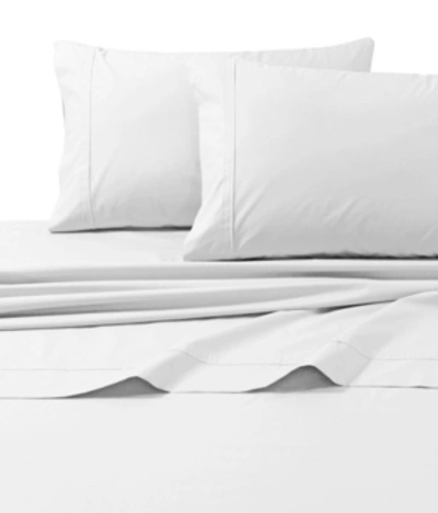 Tribeca Living 300 Thread Count Cotton Percale Extra Deep Pocket Cal King Sheet Set Bedding In White