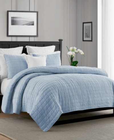 Cathay Home Inc. Enzyme Washed Crinkle Quilt Set In Light Blue