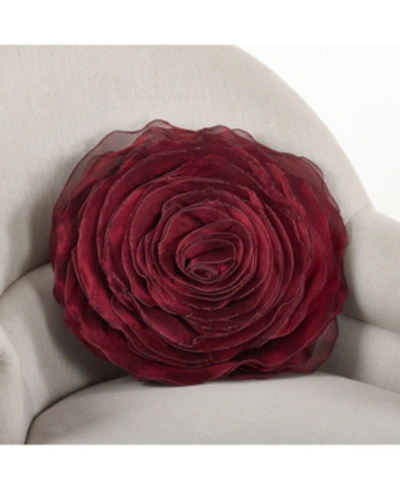 Saro Lifestyle Rose Decorative Pillow, 16" Round In Burgundy